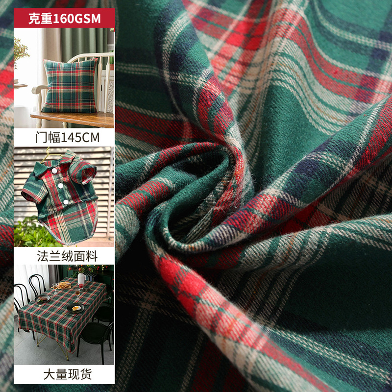Flannel Fabric Christmas Tablecloth Home Cushion Pillow Plush Toy Decorative Fabric Brushed Plaid Factory
