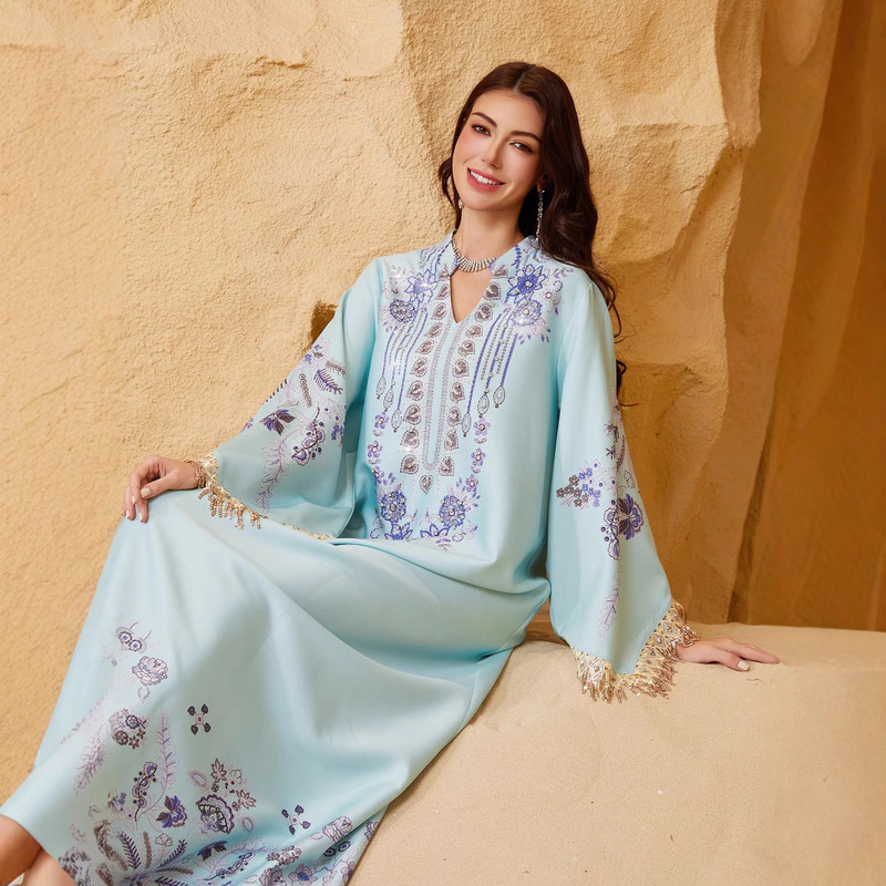 Nc15 Long Skirt Cross-Border Foreign Trade Wholesale Women's Dress Tassel Abaya Robe