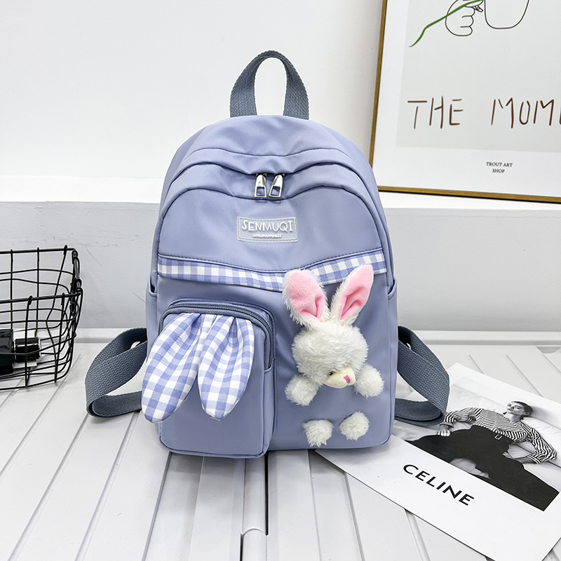Mochila para niños de Kindergarten niños y niñas de gran capacidad mochila lindo conejito lienzo pequeña mochila bolsa de viaje moda