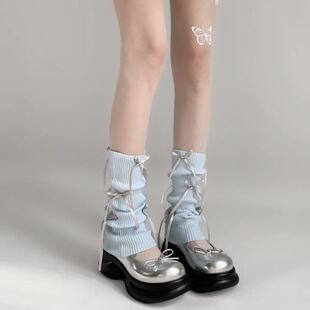 Spring and Autumn Cute Real Wear Half Bow Ballet Style JK Calf Sleeve Middle Barrel Lolita Pile Socks for Children