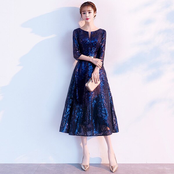 Blue elegant evening dress