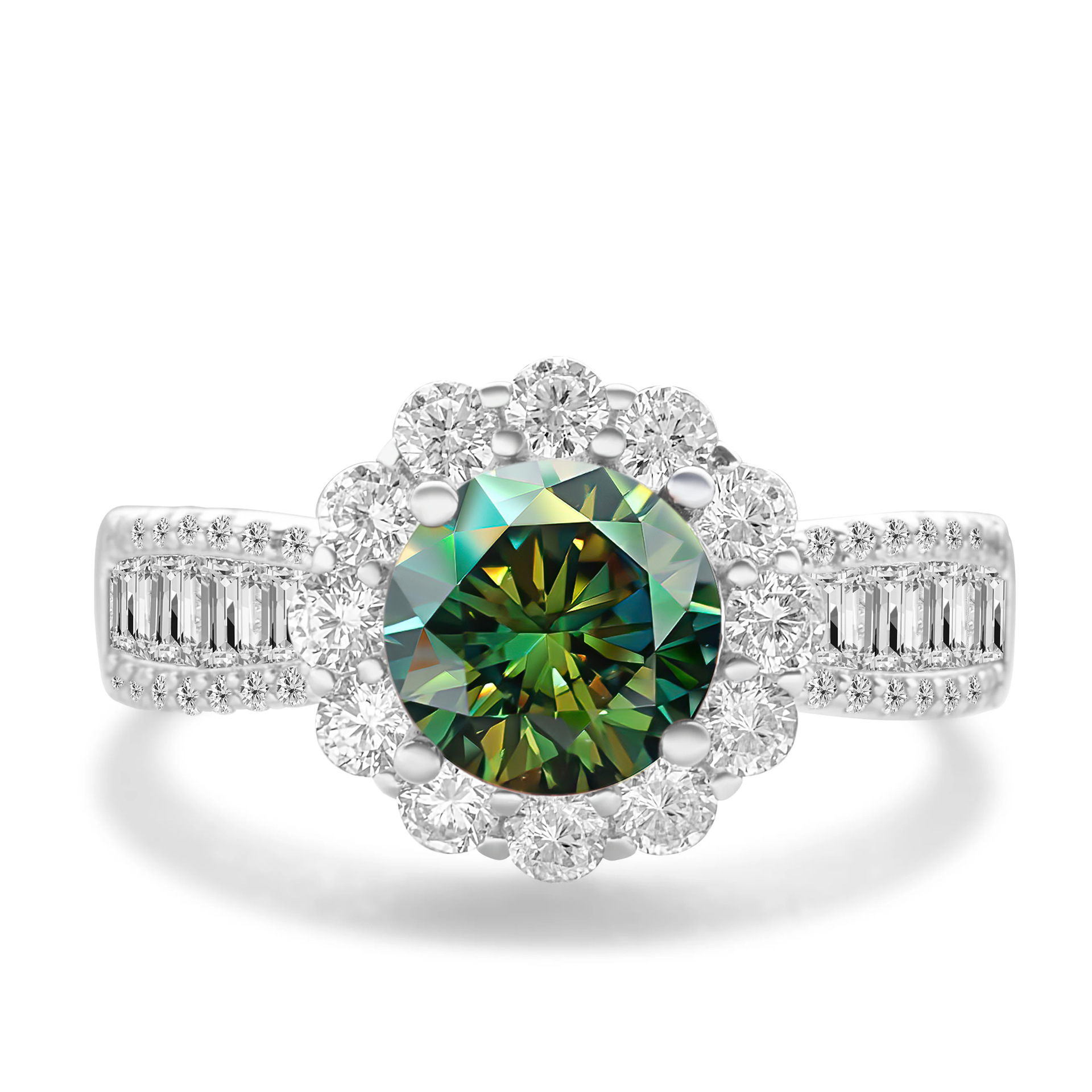 2CT anillo de piedra de mosaico de color de plata esterlina S925 cinturón de plata GRA certificado de mosaico de comercio electrónico transfronterizo anillo de venta caliente para mujeres