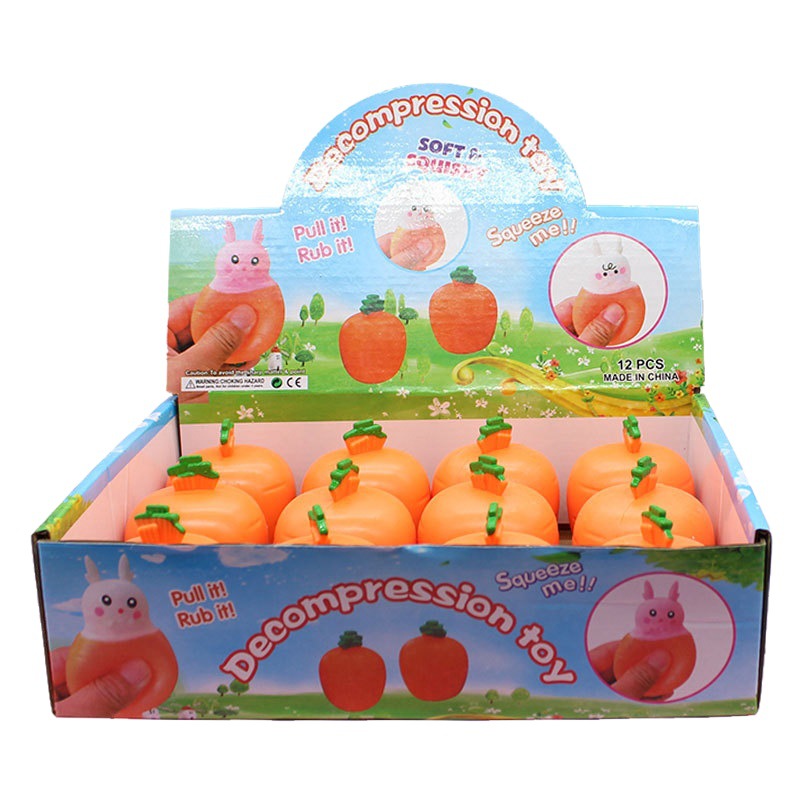 Descompresión de ventilación de juguete rábano conejo pellizco música nueva exótica zanahoria taza descompresión juguete zanahoria conejo squeeze taza