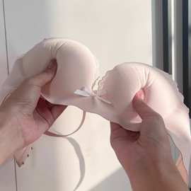 小胸甜妹爆沟bra!一片式无痕内衣女小胸聚拢显大无钢圈蕾丝文胸