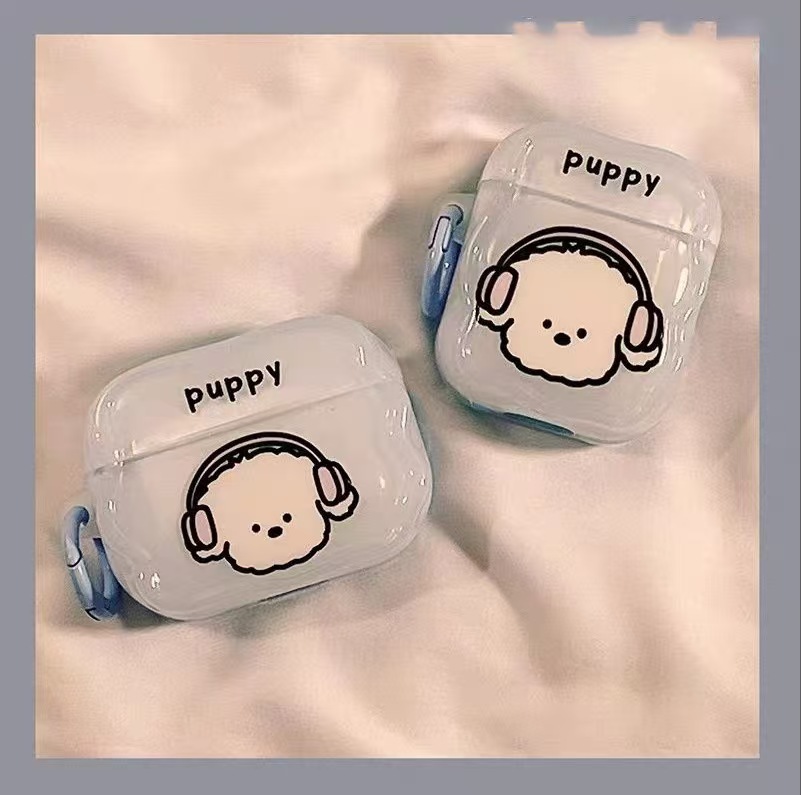 Nuevo estilo creativo de dibujos animados lindo música cachorro i12 cubierta de auriculares TPU a prueba de caídas personalidad portátil
