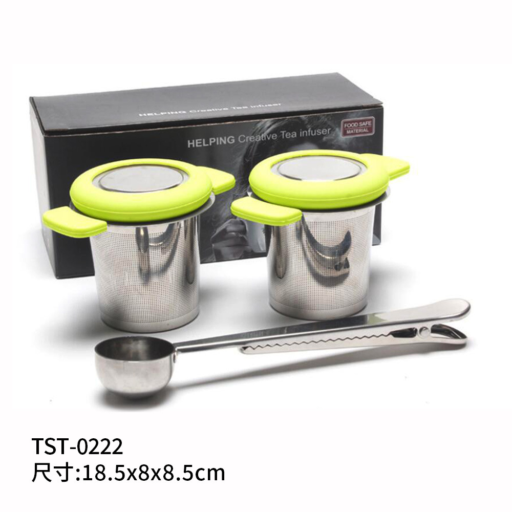 Suministro directo de fábrica fabricante de té 304 colador de té de acero inoxidable simple plegable juego de té binaural accesorios gran cantidad en stock