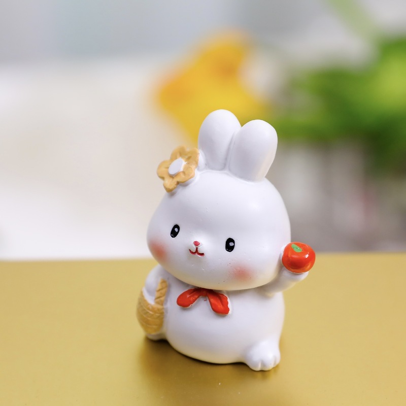 かわいいウサギの祝福車の装飾品クリエイティブかわいいウサギ年干支樹脂工芸品漫画人形ウサギの装飾品|undefined