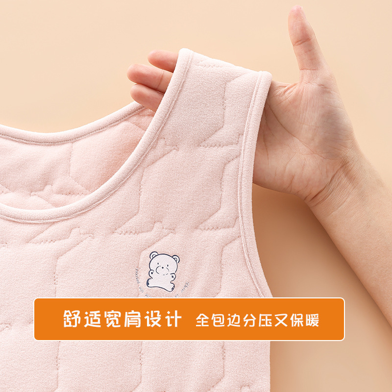 秋冬儿童保暖背心圆领夹层护肚女童大童内穿打底衫背心保暖内衣女|undefined