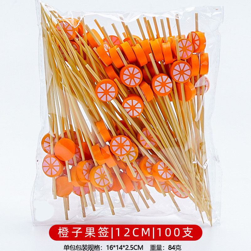 12CM un solo uso de frutas de bambú marca de cóctel creativa marca de frutas de bocadillos KTV arte marca de dientes fabricantes
