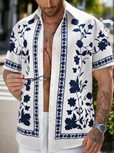 B 11747 Men's Printed Short Sleeve Shirt Set ӡ�����������