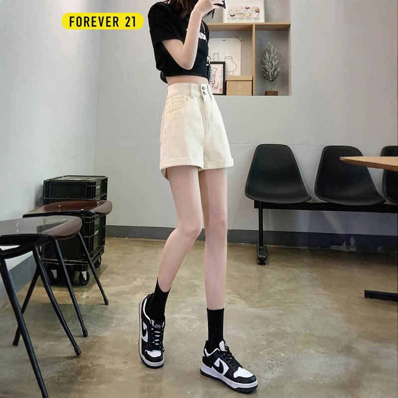 女性用ホワイトデニムショートパンツ2025年夏トレンディで多用途な新しいルーズハイウエストAラインホットパンツ小柄な人向け|undefined