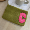 Patch with letters, knitted retro headband, keep warm demi-season helmet for face washing, Korean style