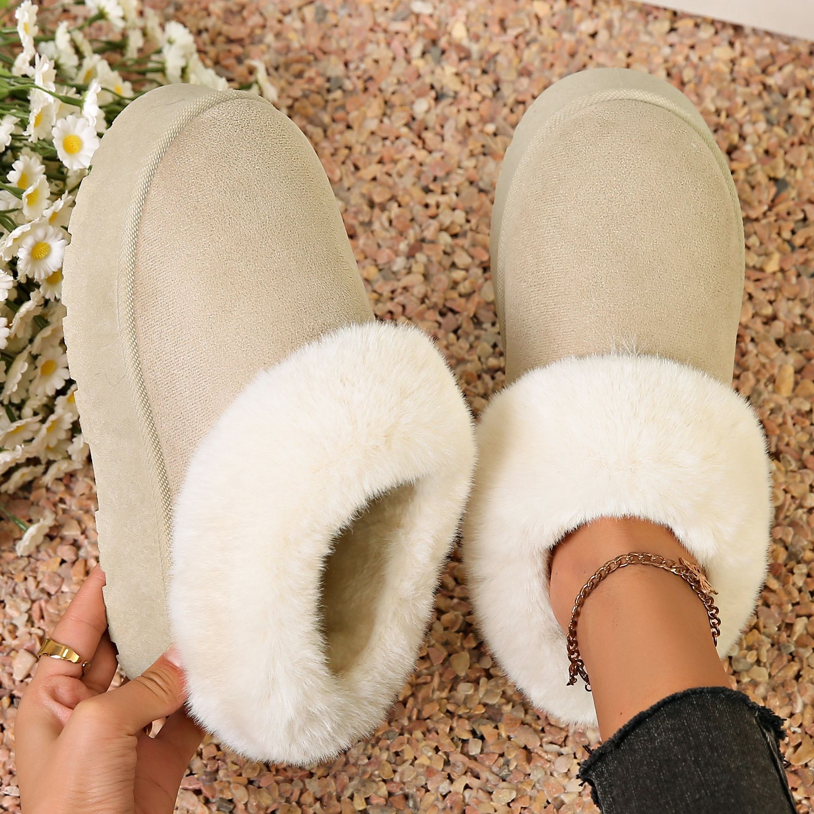 Plush women's cotton shoes short tube and warm women's snow boots_voghion.com