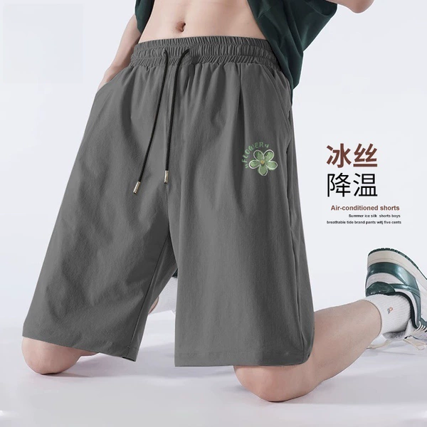 Ice Silk Shorts Little Flower Dark Gray Single Pack