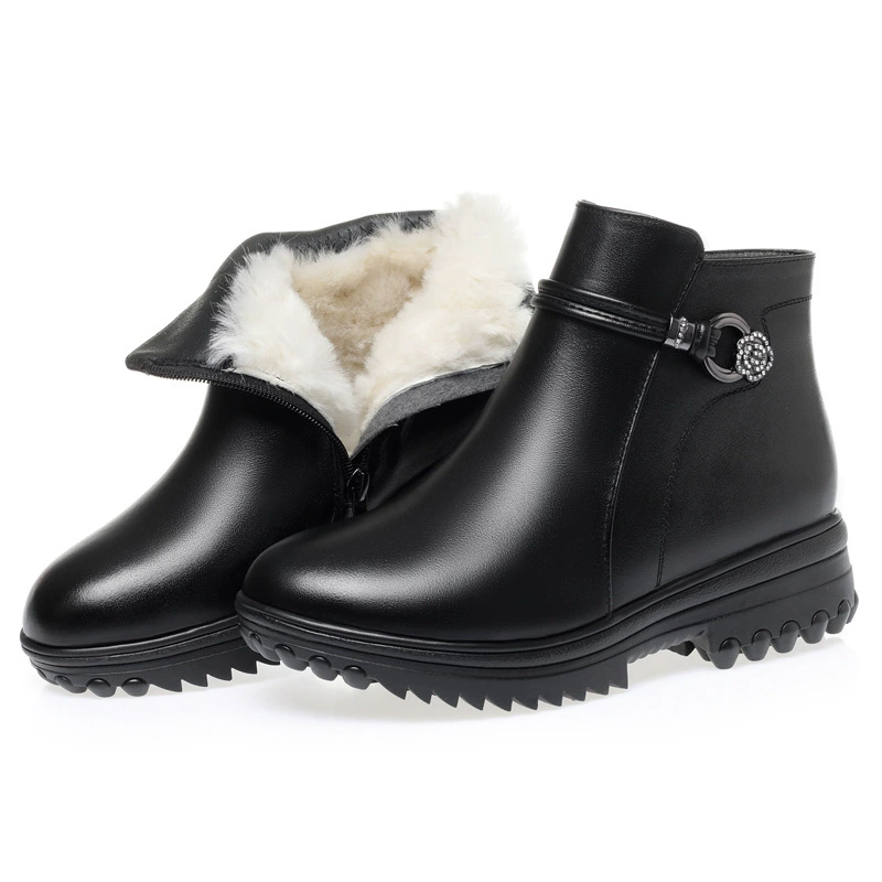 Winter fleece shoes for mother, non-slip low boots, footwear, for middle age, plus size