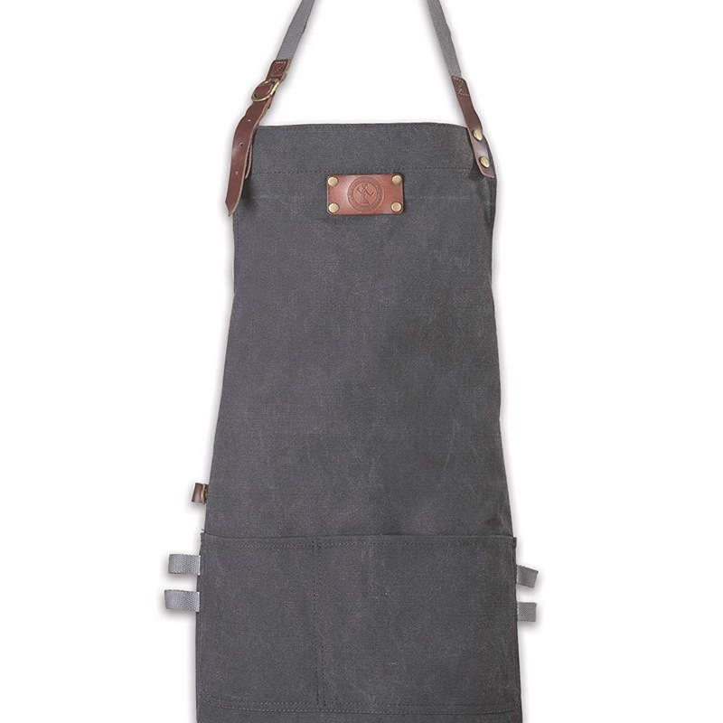 Washed Canvas Personality Barbecue Home Work Barista Leather Accessories Work Apron Export Quality