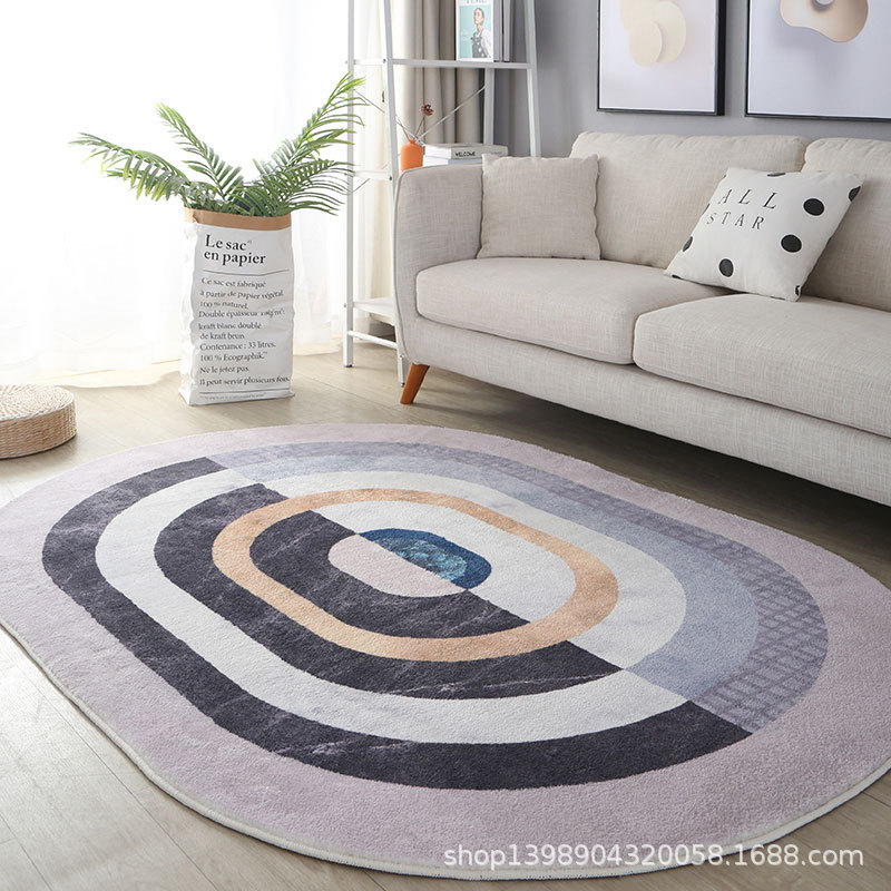 Modern Minimalist Fake Cashmere Carpet Living Room Coffee Table Throw Light Luxury High-End Elliptical Sofa Carpet Stain-Resistant Bedroom Mat