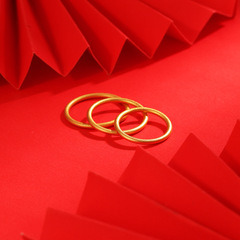 小紅書同款古法沙金三生三世戒指女簡約素圈沙面閉口指環批發