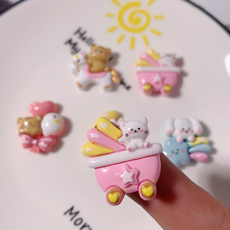 Cartoon Rainbow Zoo Cream Gumdiy Accesorios de resina hechos a mano Clipper Cord Material Keychain Wholesale