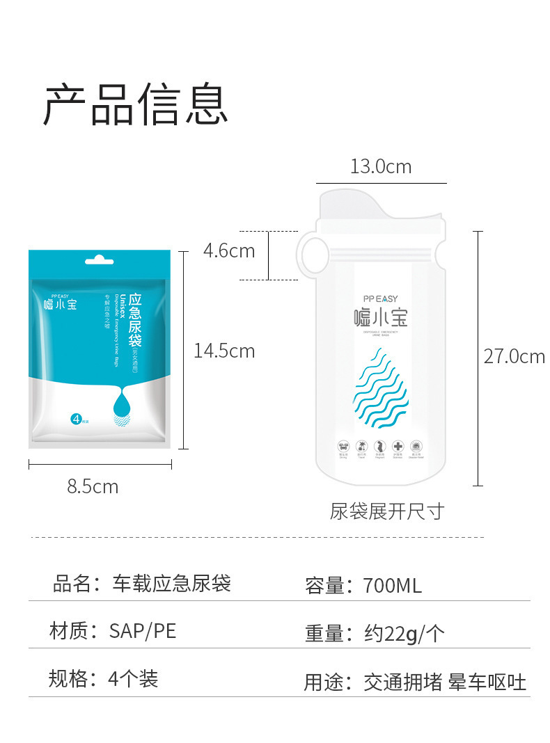 Car Emergency Urine Bag, Unisex Urinal, Disposable Portable Car-Mounted Bag for Traffic Jams, Convenient Portable Bag