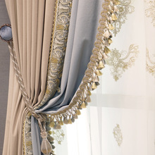 歐式窗簾法式刺綉花水溶簡約風格客廳輕奢絲絨布質感新古典卧室紗