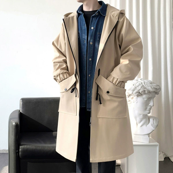 Khaki thin trench coat, suitable for spring and autumn