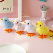 抖音会跳发条小鸡 怀旧仿真网红毛绒蹦蹦鸡 上链儿童地摊玩具批发