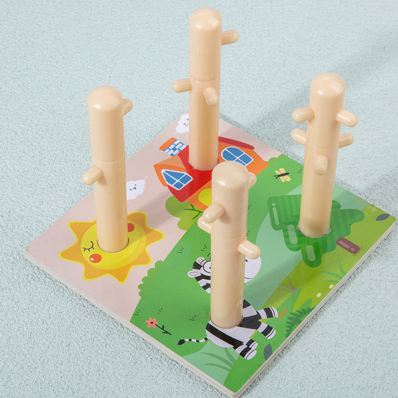 カラー5セットの柱の色はおもちゃの子供の益智の幾何学の形を認知します。