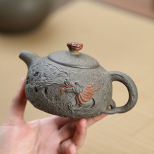 厂家批发宜兴紫砂壶原矿墨绿泥手工制作隐龙供春茶壶礼品高端茶具