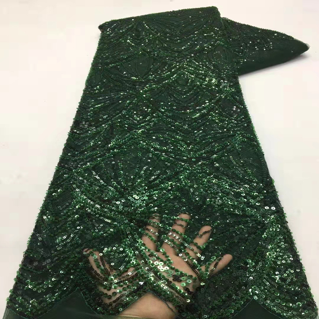 Nueva tela de encaje bordado multicolor industria pesada tubo de cuentas bordado DIY vestido de novia vestido de noche accesorios JX1979