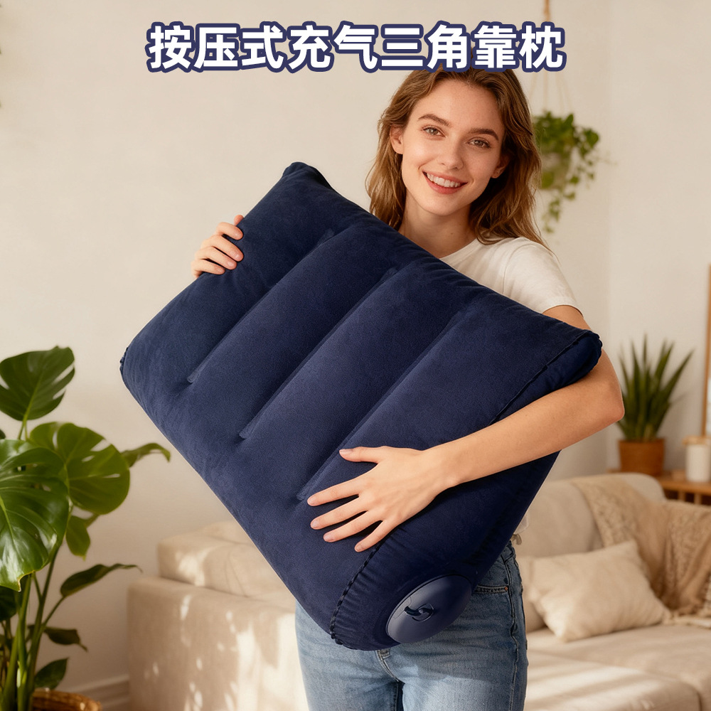 almohada de cojín triangular almohada de viaje almohada inflable almohada de espina cervical almohada de espina espesa almohada de pierna flocado almohada de viaje de avión image 1