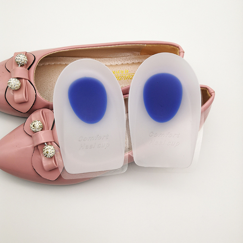 Aumento de la altura interior de la plantilla de silicona de los hombres y las mujeres resistente al desgaste a prueba de golpes descompresión jalea cómodo Q almohadilla elástica del talón de la mitad del tamaño posavasos en forma de U