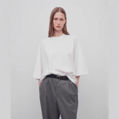 Row極簡風紙片人シンプル高級范児弛緩感ゆったり形上着tシャツ女子二色入
