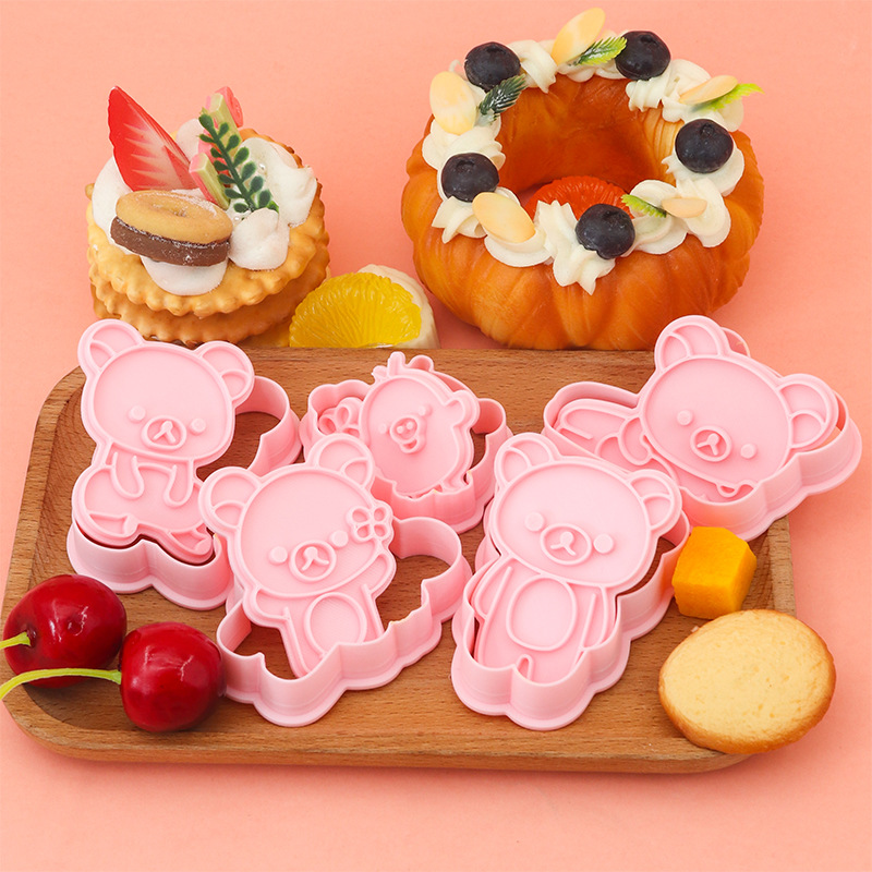Molde para galletas de Rilakkuma simulado, herramienta creativa para hornear fondant, molde para galletas de animales con impresión de fondant para bollos al vapor image 2