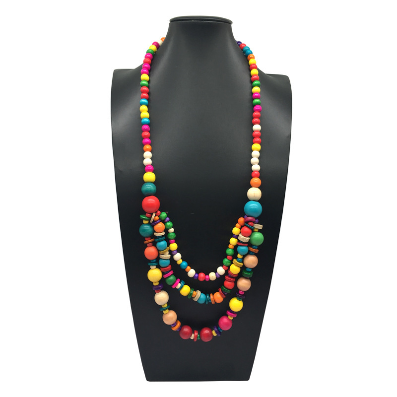Cross-border bohemian beach style colorful coconut shell wooden beads multi-layer sweater chain Women's matching jewelry wholesale Cross-border bohemian beach style colorful coconut shell wooden beads multi-layer sweater chain Women's matching jewelry wholesale