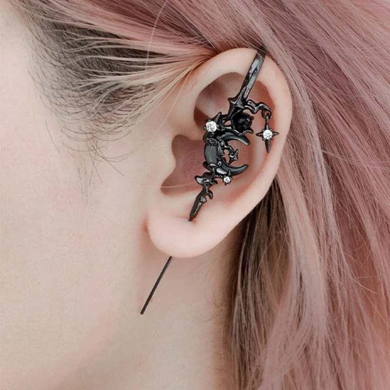 Cross-Border Hot Selling Star and Moon Diamond Earrings, Personalized Cool Style Earrings, Exaggerated Gifts, Women's Earrings Wholesale