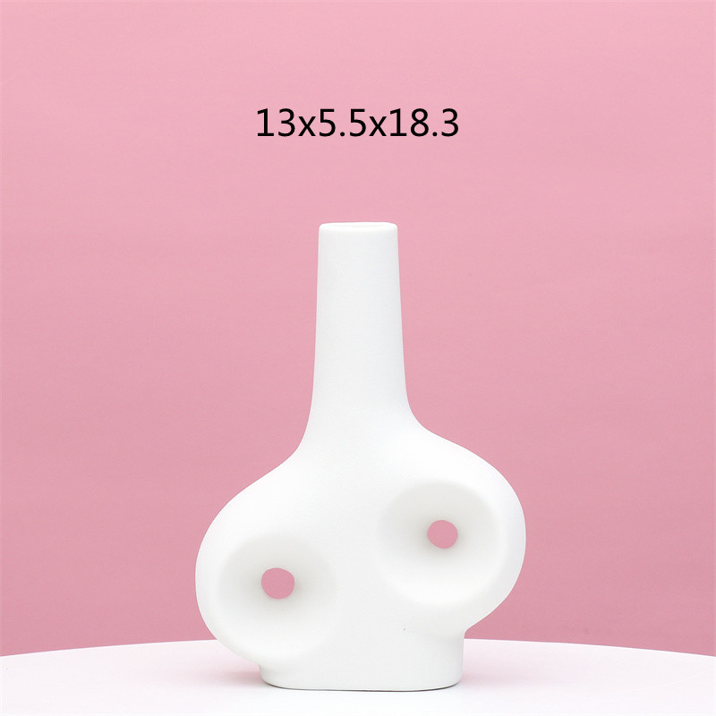 Cerámica forma geométrica florero Mediterráneo nórdico moderno minimalista blanco porcelana verde casa Llano quema decoración arreglo floral