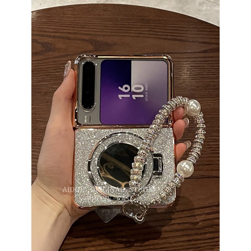 Luxury electroplated glitter case suitable for Huawei PuraX, foldable Pocket2 mirror stand with hanging chain protective cover Luxury electroplated glitter case suitable for Huawei PuraX, foldable Pocket2 mirror stand with hanging chain protective cover