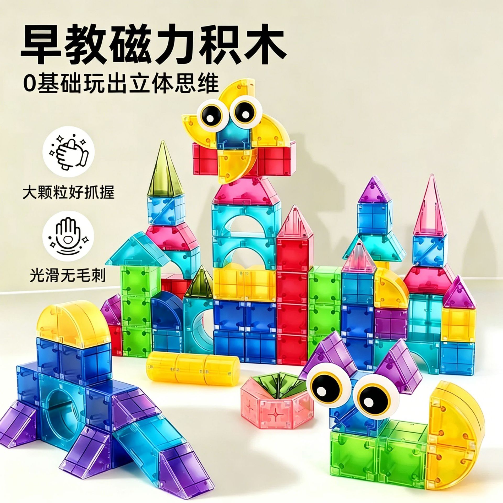 Cross-Border 3.0 Transparent Magnetic Cube Building Blocks, Three-Dimensional Geometric Strong Magnetic Versatile Building Blocks, Educational Early Learning Toys