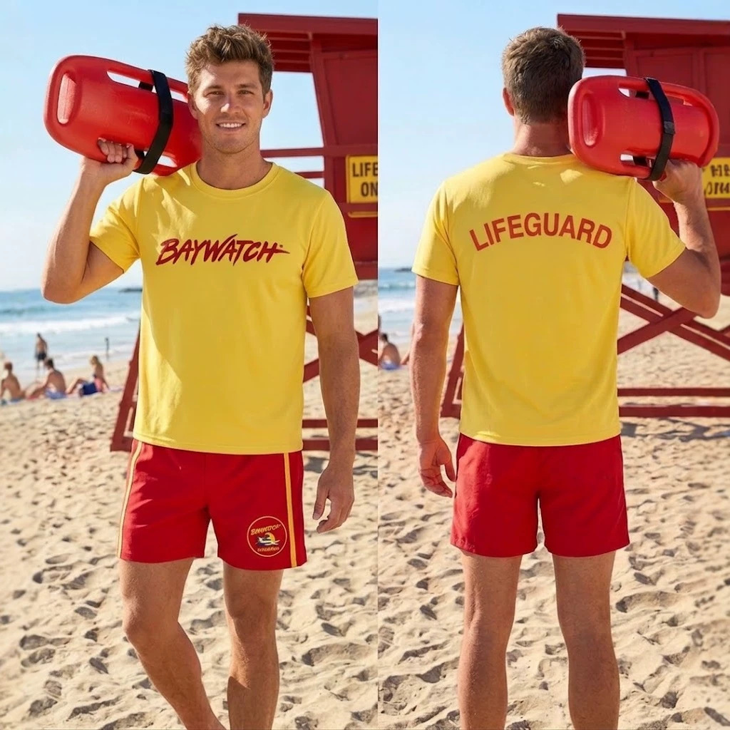 Beach Lifeguard cosplay costume red jacket and shorts outfit for Halloween stage performance cosplay costume