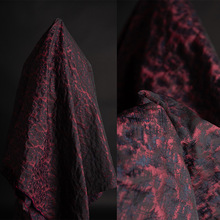 暗红色立体复古肌理提花布料创意中国风汉服外套西装服装设计面料