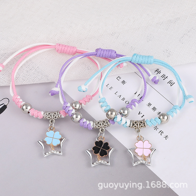 Friendship bracelet for female students Korean-style girlfriends all-match three-piece bracelet hand-woven colorful rope wholesale trend Friendship bracelet for female students Korean-style girlfriends all-match three-piece bracelet hand-woven colorful rope wholesale trend