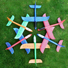 49cm大號發光泡沫飛機批發夜市手拋回旋飛機模型戶外擺攤兒童玩具