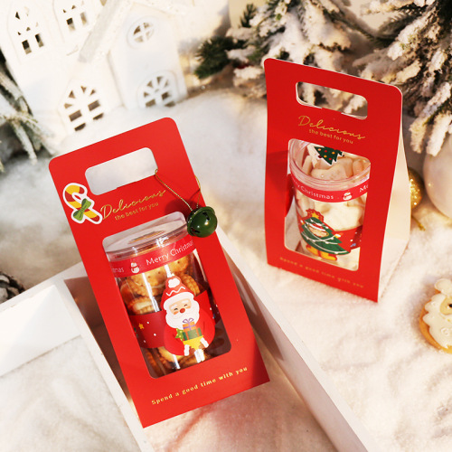 Christmas New Year candy cookie jar packaging box portable glutinous rice boat cookie transparent plastic empty bottle seal
