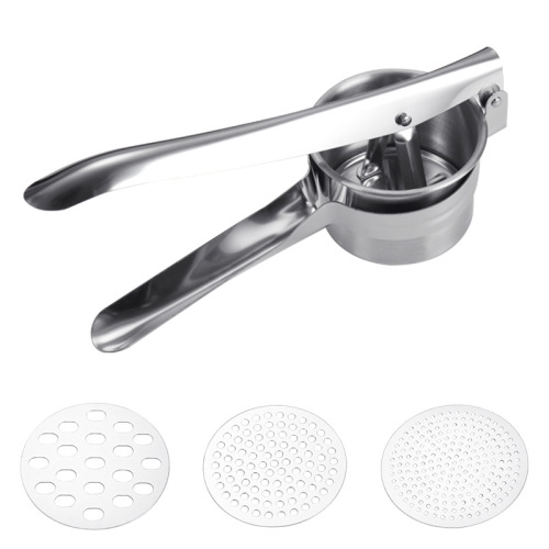 Garlic masher, stainless steel manual three-in-one potato masher, three-net potato press, water squeezer, juice press, garlic press