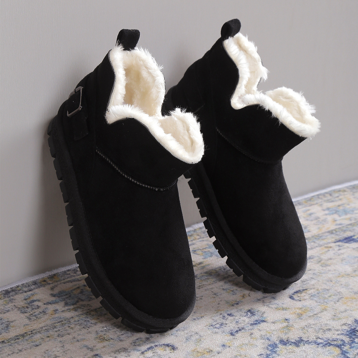 Winter outdoor women's shoes fashion warm snow boots women's daily leisure comfort non-slip flat ankle boots_voghion.com