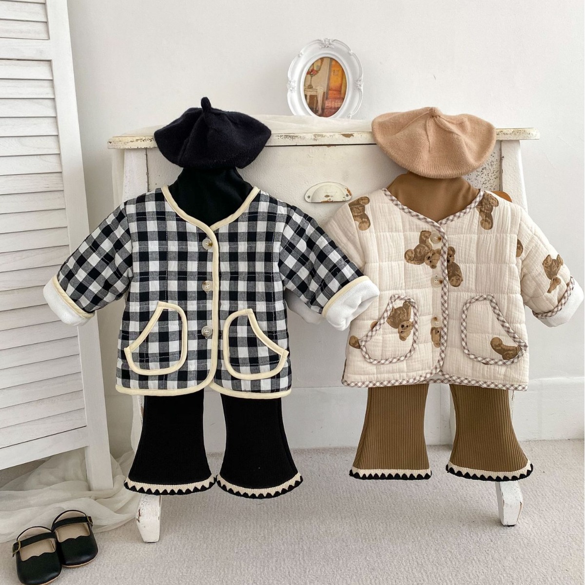 2023 Otoño e Invierno Nuevo bebé Chaqueta acolchada de algodón para niños engrosada Chaqueta acolchada de algodón a cuadros chaqueta acolchada de algodón cálido invierno Abrigo acolchado de algodón para hombres