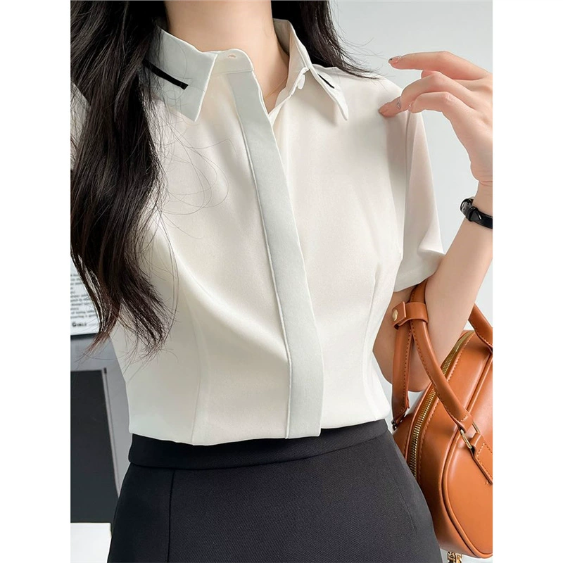 Бесплатная доставка Профессиональная рубашка Женская рубашка с короткими рукавами