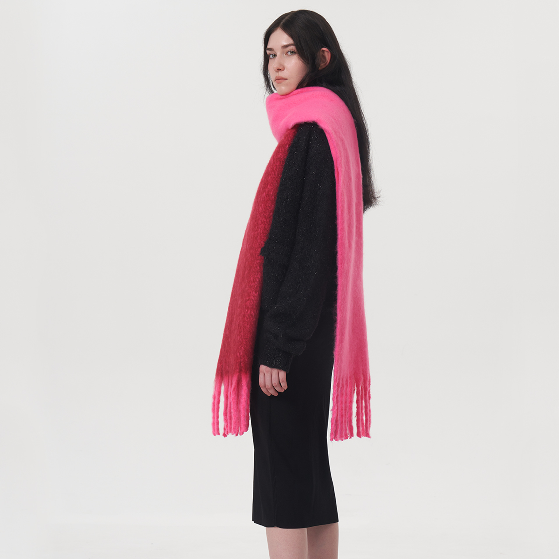 New Autumn and Winter Warm Dual Color Imitation Cashmere Scarf Women's Thickened Warm Soft Mohair Scarf_voghion.com