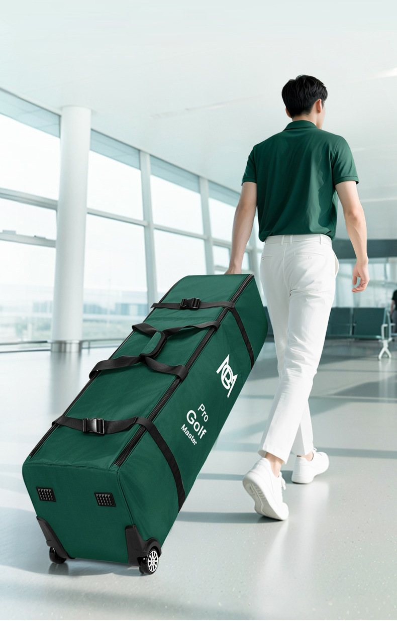 Túi hàng không golf PGM có máy kéo, vỏ bảo vệ dày, gập gọn, du lịch — Túi hàng không màu xanh lá cây có kéo [bông ngọc trai dày/có khóa hải quan TSA/đi kèm túi đựng] HKB019 chi tiết 3